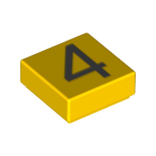 Tile 1 x 1 with Silver Number 4 Pattern