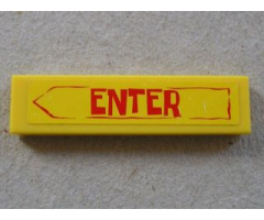 Tile 1 x 4 with Red 'ENTER' in Arrow Pattern (Sticker) - Sets 3825 / 3833