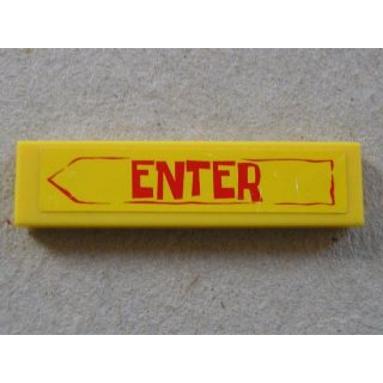 Tile 1 x 4 with Red 'ENTER' in Arrow Pattern (Sticker) - Sets 3825 / 3833
