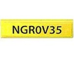 Tile 1 x 4 with Black 'NGR0V35' on Yellow Background Pattern (Sticker) - Set 8969
