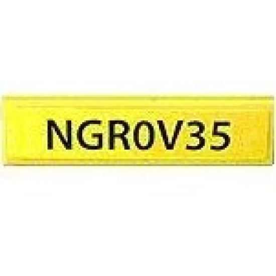 Tile 1 x 4 with Black 'NGR0V35' on Yellow Background Pattern (Sticker) - Set 8969