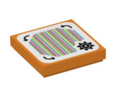 Tile 2 x 2 with Super Mario Scanner Code Customization Time Block, Gear and Curved Arrows, Zigzag Corner Pattern (Sticker) - Set 71380