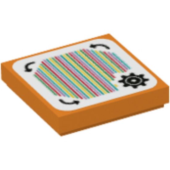 Tile 2 x 2 with Super Mario Scanner Code Customization Time Block, Gear and Curved Arrows, Zigzag Corner Pattern (Sticker) - Set 71380