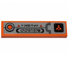 Tile 1 x 4 with Orange Circle, Triangles and SW Alien Language and '41578' Control Panel Pattern (Sticker) - Set 75141