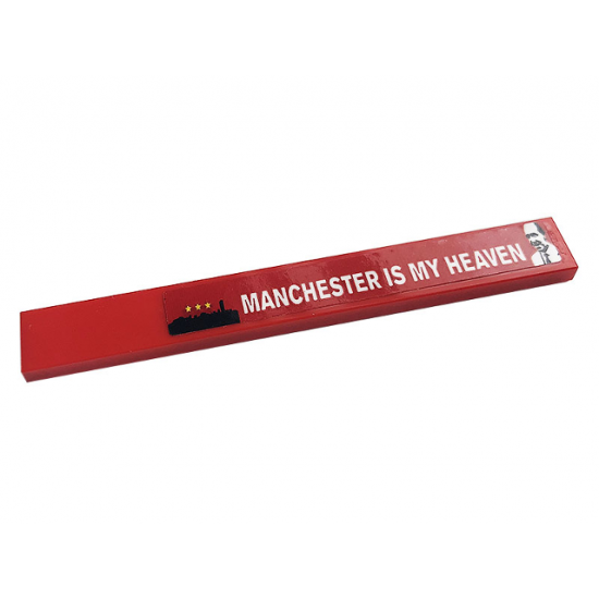 Tile 1 x 8 with White 'MANCHESTER IS MY HEAVEN', Three Stars and Picture of Sir Matt Busby Pattern (Sticker) - Set 10272