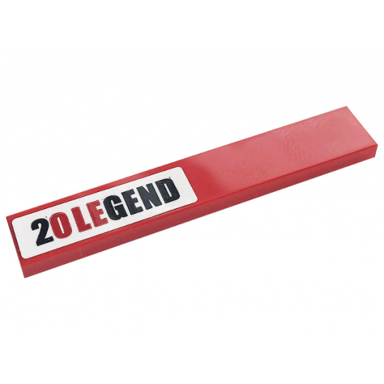 Tile 1 x 6 with '20 LEGEND' on White Background Pattern (Sticker) - Set 10272