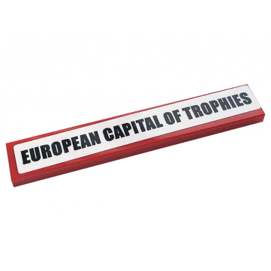 Tile 1 x 6 with Black 'EUROPEAN CAPITAL OF TROPHIES' on White Background Pattern (Sticker) - Set 10272