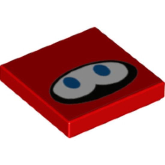 Tile 2 x 2 with White Eyes with Blue Pupils on Black Oval Pattern (Super Mario Huckit Crab Face)