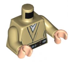 Torso SW Jedi Robe, Belt and White Undershirt Pattern (Obi-Wan) / Tan Arms / Light Nougat Hands