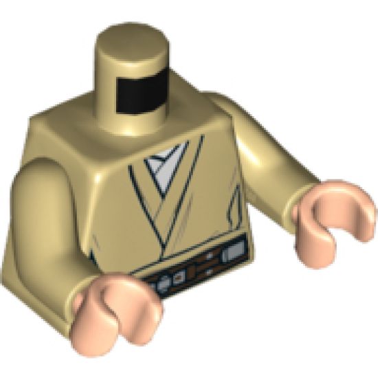 Torso SW Jedi Robe, Belt and White Undershirt Pattern (Obi-Wan) / Tan Arms / Light Nougat Hands