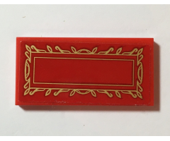 Tile 2 x 4 with Gold Bordered Red Rug Pattern (Sticker) - Set 41188