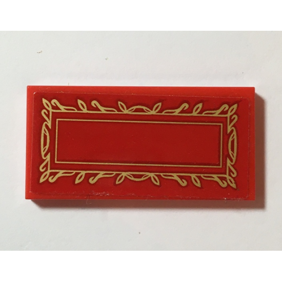 Tile 2 x 4 with Gold Bordered Red Rug Pattern (Sticker) - Set 41188