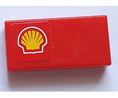 Tile 1 x 2 with Shell Logo Pattern Model Left Side (Sticker) - Sets 8153 / 8155