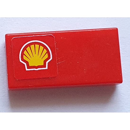 Tile 1 x 2 with Shell Logo Pattern Model Left Side (Sticker) - Sets 8153 / 8155