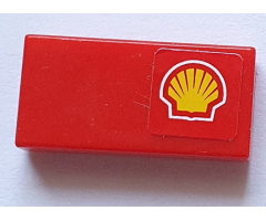 Tile 1 x 2 with Shell Logo Pattern Model Right Side (Sticker) - Sets 8153 / 8155