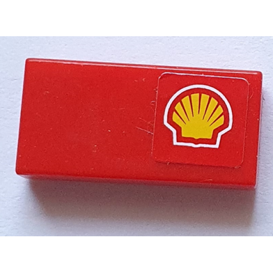 Tile 1 x 2 with Shell Logo Pattern Model Right Side (Sticker) - Sets 8153 / 8155