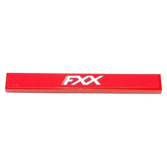 Tile 1 x 8 with White 'FERRARI FXX' Pattern (Sticker) - Set 8156