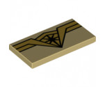 Tile 2 x 4 with Wonder Woman Logo with Black Star in Center Pattern
