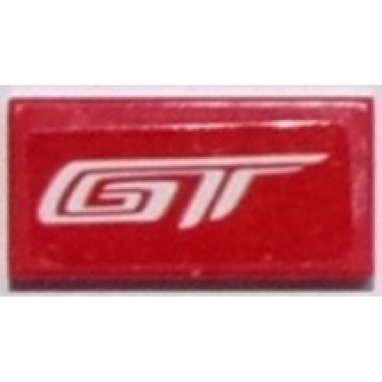 Tile 1 x 2 with White 'GT' Pattern (Sticker) - Set 75881