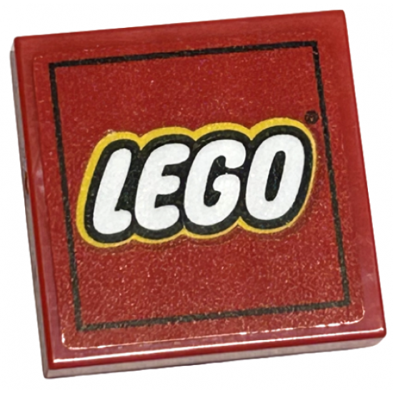 Tile 2 x 2 with LEGO Logo on Red Background Pattern (Sticker) - Sets 40145 / 40305 / 40528 / 40574 and Gear 40359