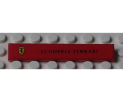 Tile 1 x 6 with Ferrari Logo Left and 'SCUDERIA FERRARI' Pattern (Sticker) - Set 8654