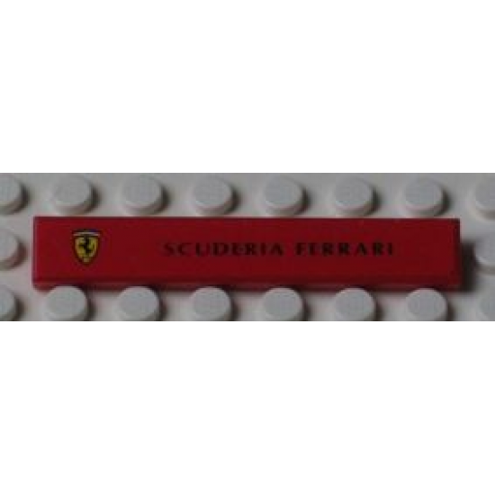 Tile 1 x 6 with Ferrari Logo Left and 'SCUDERIA FERRARI' Pattern (Sticker) - Set 8654