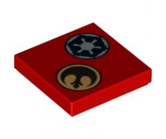 Tile 2 x 2 with Black and Silver SW Imperial Logo, SW Rebel Alliance Symbol on Gold Circle Pattern