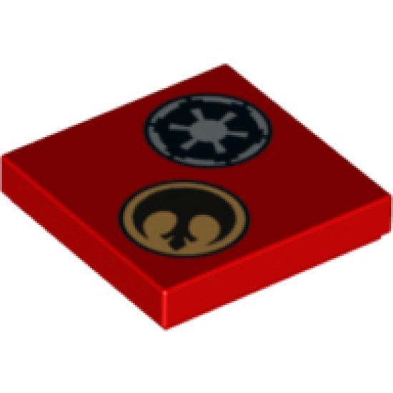 Tile 2 x 2 with Black and Silver SW Imperial Logo, SW Rebel Alliance Symbol on Gold Circle Pattern