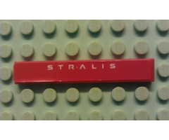 Tile 1 x 6 with White 'STRALIS' on Red Background Pattern (Sticker) - Set 8654