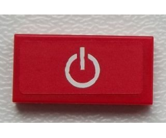 Tile 1 x 2 with Power Button on Red Background Pattern  (Sticker) - Set 60051