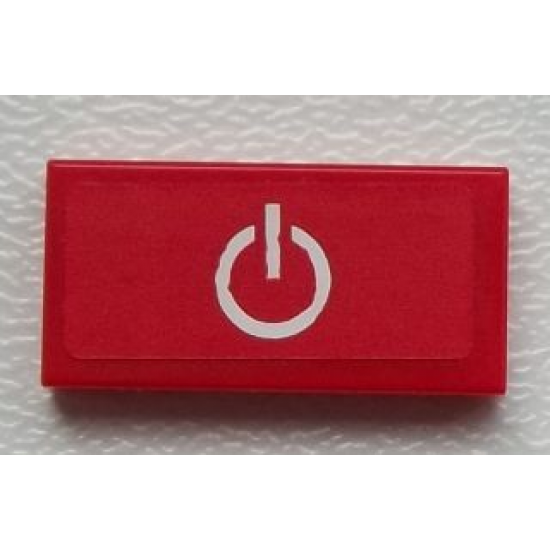 Tile 1 x 2 with Power Button on Red Background Pattern  (Sticker) - Set 60051