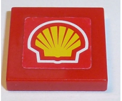 Tile 2 x 2 with Shell Logo on Red Background Pattern (Sticker) - Set 8362