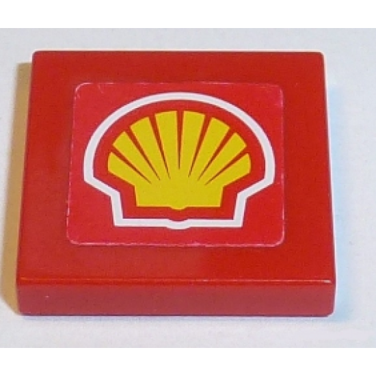 Tile 2 x 2 with Shell Logo on Red Background Pattern (Sticker) - Set 8362