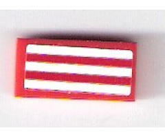 Tile 1 x 2 with Red and White Stripes Pattern (Sticker) - Set 75876