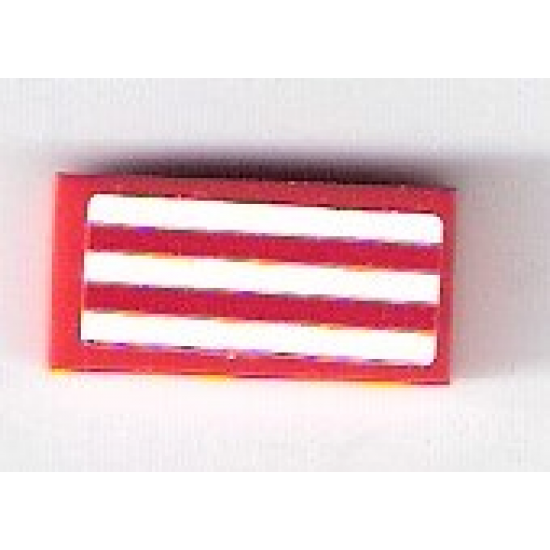 Tile 1 x 2 with Red and White Stripes Pattern (Sticker) - Set 75876