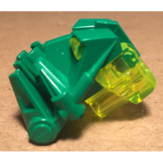 Bionicle Head Connector Block 3 x 4 x 1 2/3 with Trans-Neon Green Bionicle Head Connector Block Eye/Brain Stalk (32553 / 32554)
