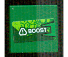 Tile 2 x 2 with Lime Scales and White Exclamation Mark in Triangle and 'BOOST' Pattern Model Left Side (Sticker) - Set 8114