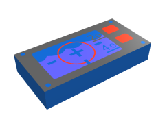 Tile 1 x 2 with Underwater Periscope View with Crosshairs, '20', '40', and Red Buttons Pattern