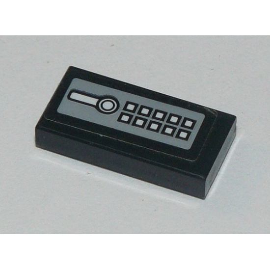 Tile 1 x 2 with White Buttons and Lever Pattern (Sticker) - Set 60142