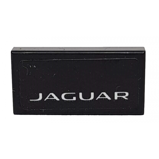 Tile 1 x 2 with White 'JAGUAR' on Black Background Pattern (Sticker) - Set 76898