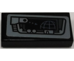 Tile 1 x 2 with Black and Dark Bluish Gray Monitor and Navigation System Pattern (Sticker) - Set 75149