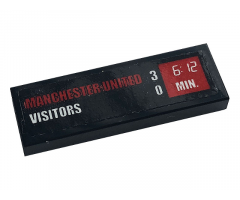Tile 1 x 3 with 'MANCHESTER UNITED 3', 'VISITORS 0' and Clock with '6:12 MIN' Pattern (Sticker) - Set 10272