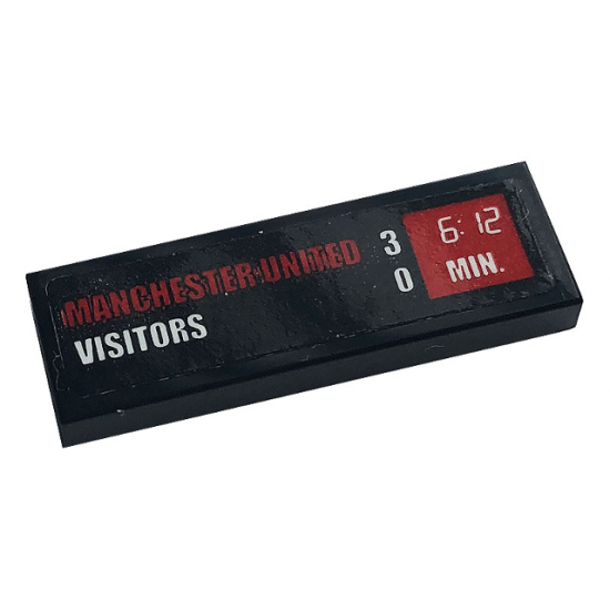 Tile 1 x 3 with 'MANCHESTER UNITED 3', 'VISITORS 0' and Clock with '6:12 MIN' Pattern (Sticker) - Set 10272