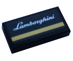Tile 1 x 2 with Silver 'Lamborghini' and Gold Stripe Pattern (Sticker) - Set 76899