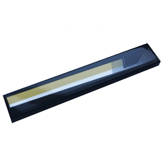 Tile 1 x 6 with Gold and White Stripe and Air Flow Pattern Model Right Side (Sticker) - Set 76899