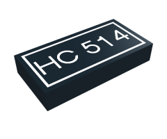 Tile 1 x 2 with White 'HC 514' Text Pattern