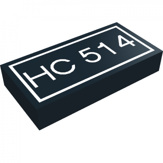 Tile 1 x 2 with White 'HC 514' Text Pattern