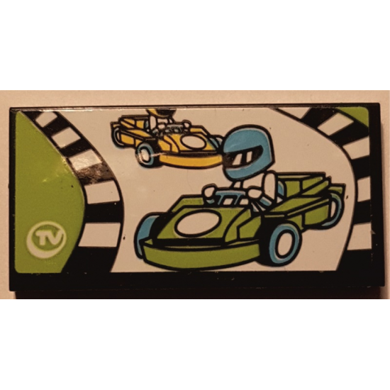 Tile 2 x 4 with Race in TV Pattern (Sticker) - Set 41352