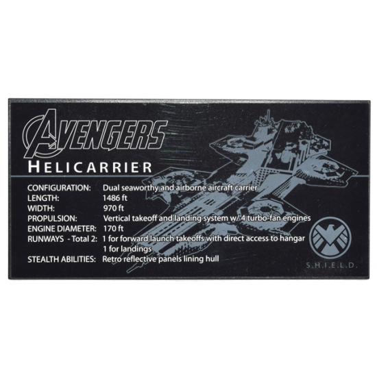 Tile 8 x 16 with Bottom Tubes with Avengers Helicarrier Pattern (Sticker) - Set 76042