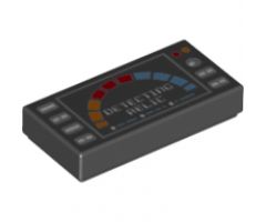 Tile 1 x 2 with Silver Buttons, Meter and 'DETECTING RELIC' Pattern